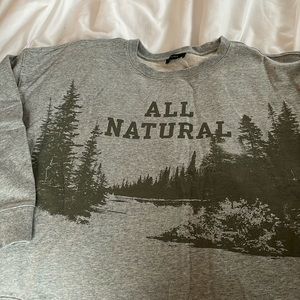 J crew “All Natural” saying on Heather gray sweatshirt worn once